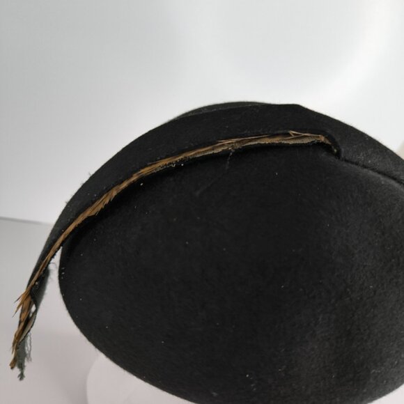 Vintage Glenover Retro 60s Cabaret Glam Chic Single Feather Lady Velour Hat - Picture 5 of 10